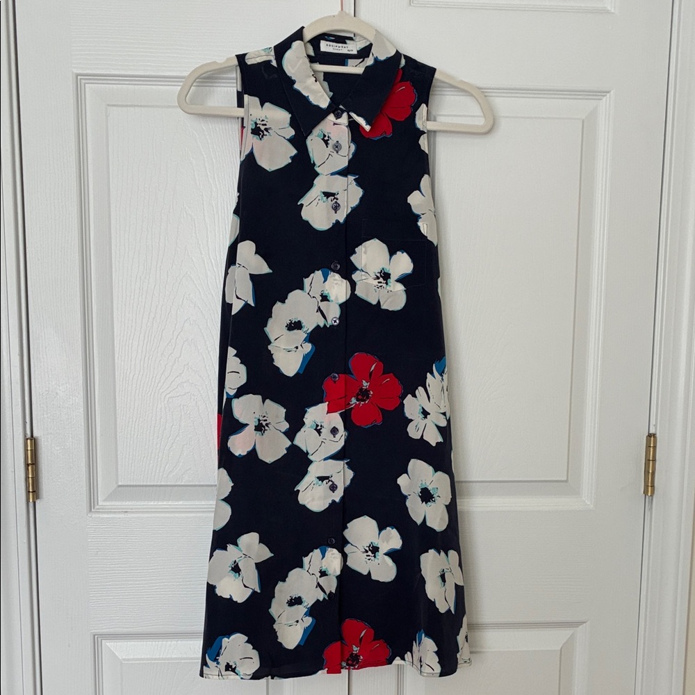 Equipment Silk Floral Sleeveless Dress XS